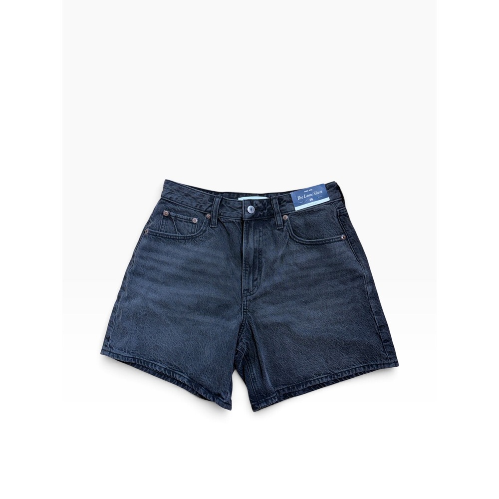 Abercrombie & Fitch Curve Love The Loose Short High Rise Washed Black Denim 26